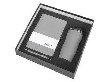 Подарочный набор с блокнотом С1, металлической ручкой и термокружкой, серый