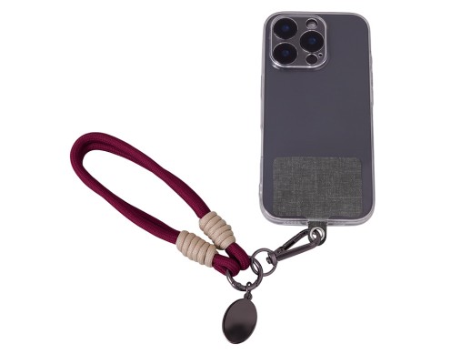 Брелок-браслет Bohemian c тканевым держателем для телефона, бургунди