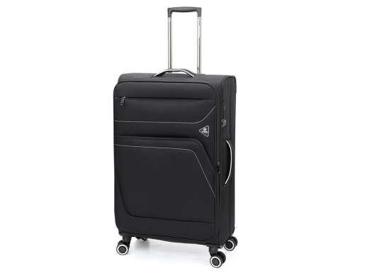 Чемодан TORBER НЕРО, чёрный, переработанный ПЭТ, 48 х 28 х 79 см, 90 л с нанесением логотипа с нанесением логотипа