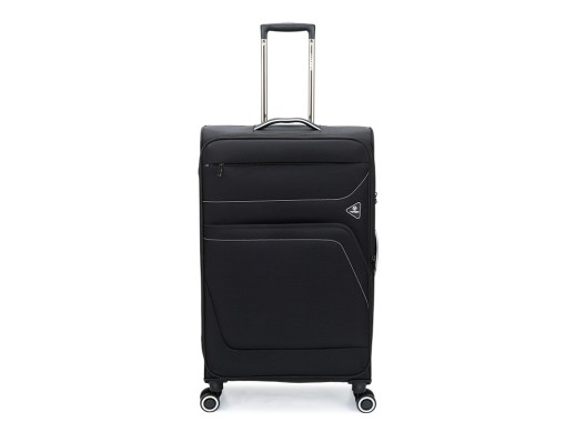 Чемодан TORBER НЕРО, чёрный, переработанный ПЭТ, 48 х 28 х 79 см, 90 л с нанесением логотипа с нанесением логотипа