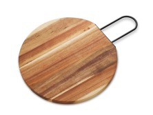 Деревянная круглая доска из акации с металлической ручкой Кира