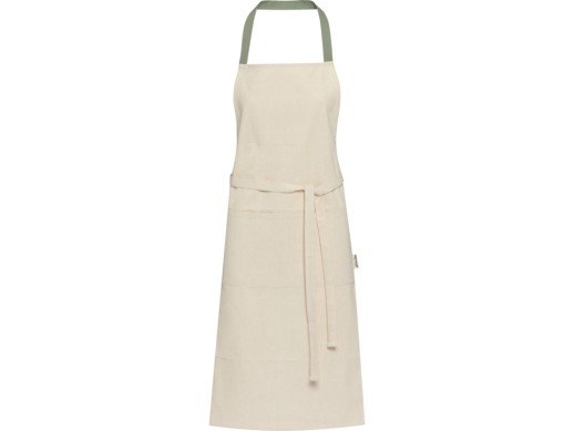 Nia фартук из переработанного хлопка плотностью 200 г/м² - Зеленый яркий с нанесением логотипа с нанесением логотипа