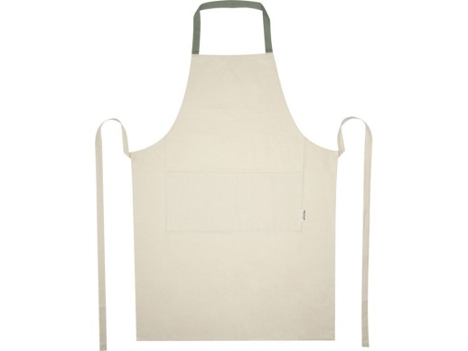 Nia фартук из переработанного хлопка плотностью 200 г/м² - Зеленый яркий с нанесением логотипа с нанесением логотипа