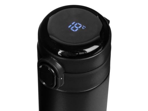 Вакуумная термокружка Waterline с медной изоляцией Bravo, 400 мл, тубус, черный с нанесением логотипа с нанесением логотипа