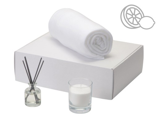 Подарочный набор White light 2.0 с пледом, диффузором, насыпной свечой