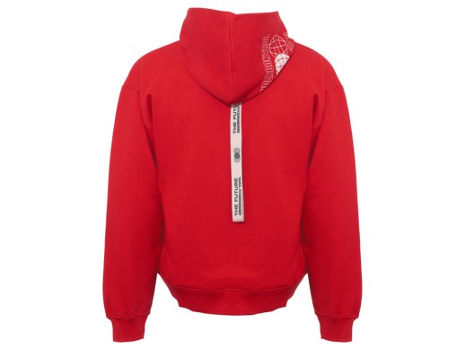 Толстовка оверсайз с капюшоном на молнии Monaco, красный, лейбл, бренд тайп и термотрансфер