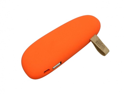 PB_Small_stone Универсальное зарядное устройство power bank в форме камня. 2600MAH. Оранжевый с нанесением логотипа с нанесением логотипа