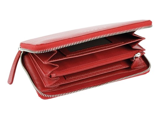 Кошелёк женский BUGATTI ЛИНДА | LINDA, на молнии, красный, натуральная воловья кожа, 19,2х2,5х10,5 см с нанесением логотипа с нанесением логотипа