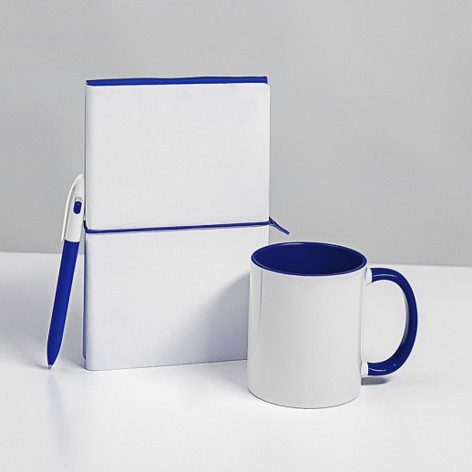 Набор подарочный WHITE VEIL: блокнот, ручка, кружка; белый/темно-синий , -  39532/01/26