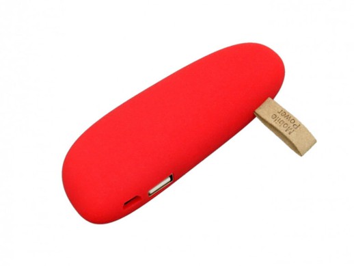 PB_Small_stone Универсальное зарядное устройство power bank в форме камня. 2600MAH. Красный с нанесением логотипа с нанесением логотипа