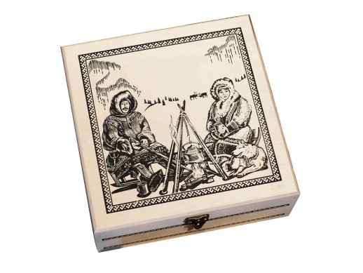 Подарочный набор c чаем Сокровища Севера в деревянной шкатулке без лого с нанесением логотипа с нанесением логотипа