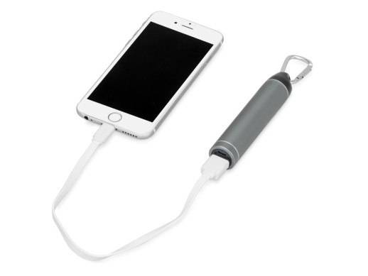Портативное зарядное устройство Марс с карабином, 2600 mAh, серый
