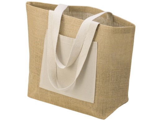Сумка Jute джутовая с широким дном, натуральный с логотипом с логотипом