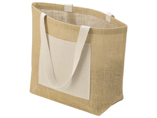 Сумка Jute джутовая с широким дном, натуральный с логотипом с логотипом