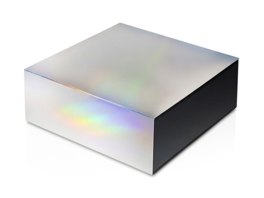 Подарочная коробка с голографическим шубером без печати Aurora, L, 260х260х100 мм. с нанесением логотипа с нанесением логотипа