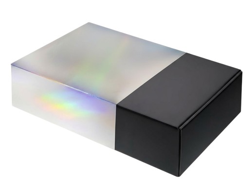 Подарочная коробка с голографическим шубером без печати Aurora, L, 260х260х100 мм. с нанесением логотипа с нанесением логотипа