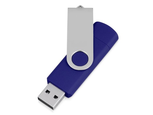 USB/micro USB-флешка 2.0 на 16 Гб Квебек OTG, синий с нанесением логотипа с нанесением логотипа