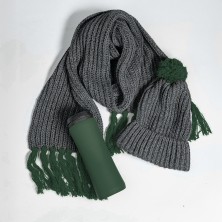 Набор подарочный COLD NIGHT: шарф и шапка, термокружка; темно-зеленый -ё  39534/17