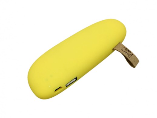 PB_Small_stone Универсальное зарядное устройство power bank в форме камня. 2600MAH. Желтый с нанесением логотипа с нанесением логотипа
