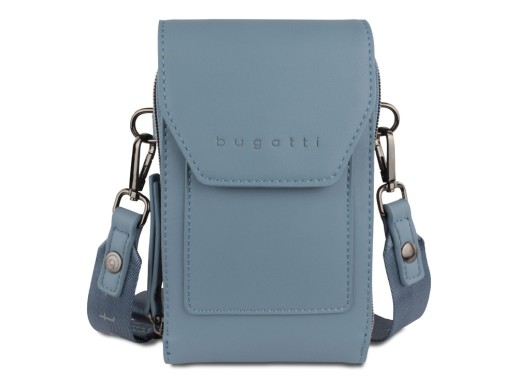 Сумка наплечная BUGATTI АЛМАТА | ALMATA, голубая, полиуретан, 11х4х19 см с нанесением логотипа с нанесением логотипа