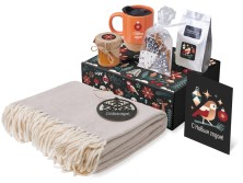 Подарочный набор c пледом, кружкой и вареньем, оранжевый