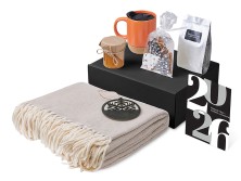 Подарочный набор c пледом, кружкой и вареньем, оранжевый