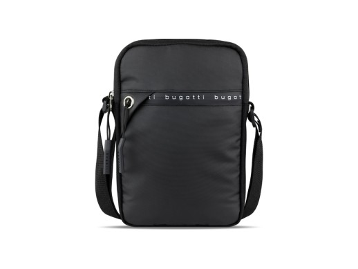 Сумка через плечо BUGATTI БЛАНК ОБЛЕГЧЕННАЯ | BLANC DELIGHT, чёрная, нейлон RPET600D/тарпаулин/полиэстер, 16х4х23 см, 1 л с нанесением логотипа с нанесением логотипа