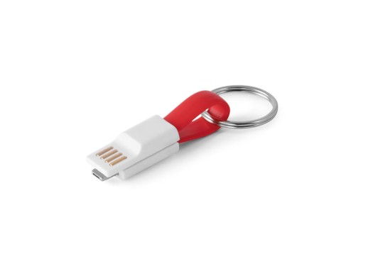 RIEMANN. USB-кабель с разъемом 2 в 1, Красный с нанесением логотипа с нанесением логотипа