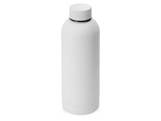 Вакуумная термобутылка Cask Waterline, soft touch, 500 мл, тубус, белый с нанесением логотипа с нанесением логотипа