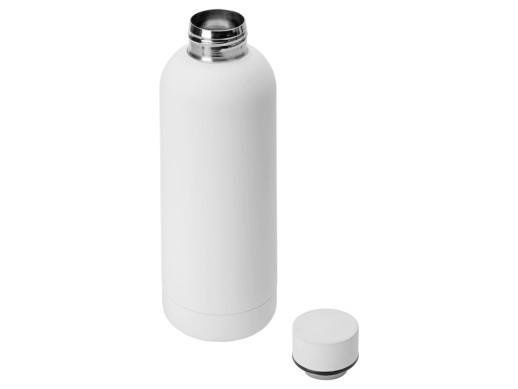 Вакуумная термобутылка Cask Waterline, soft touch, 500 мл, тубус, белый с нанесением логотипа с нанесением логотипа