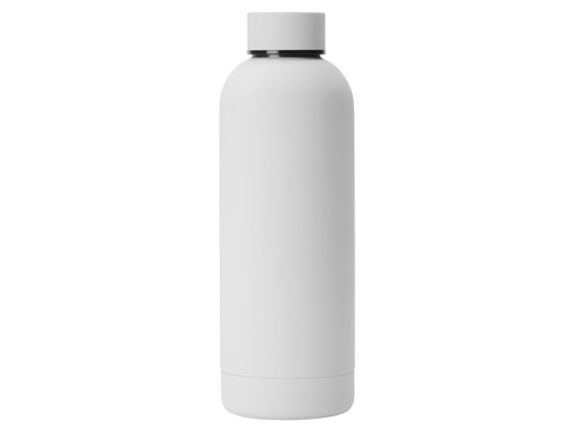 Вакуумная термобутылка Cask Waterline, soft touch, 500 мл, тубус, белый с нанесением логотипа с нанесением логотипа