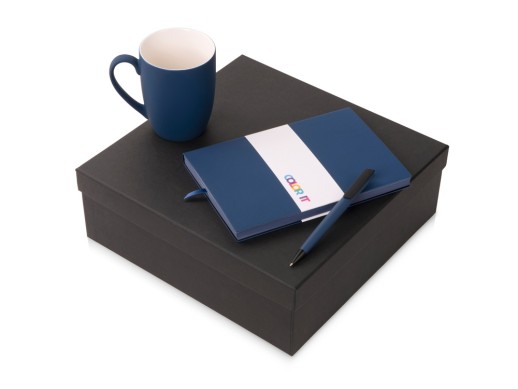 Подарочный набор c блокнотом C1, ручкой и кружкой, темно-синий