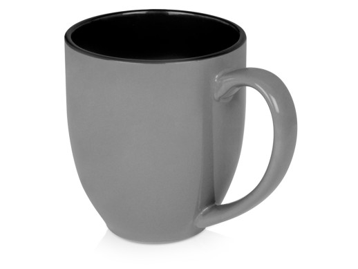 Кружка керамическая Gracy 450мл, серый/черный с нанесением логотипа с нанесением логотипа