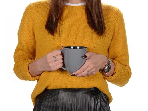 Кружка керамическая Gracy 450мл, серый/черный с нанесением логотипа с нанесением логотипа