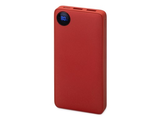 Внешний аккумулятор с дисплеем Mild, 10 000 mAh, красный с нанесением логотипа с нанесением логотипа