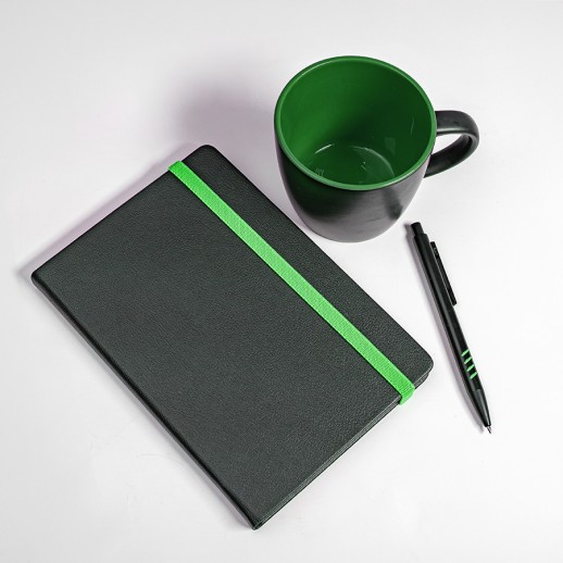 Набор подарочный HYPER: кружка, ежедневник, ручка; черный/зеленый ,   39533/35/15