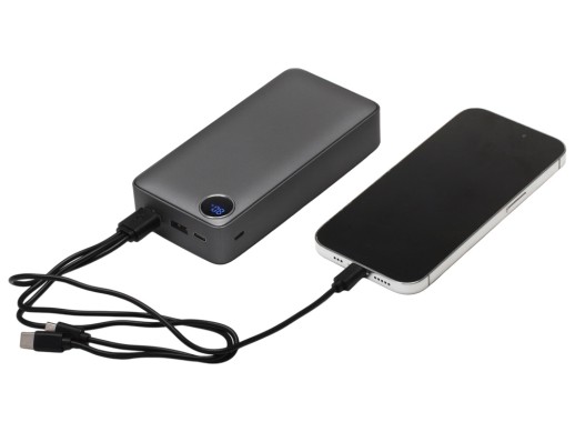 Внешний аккумулятор Mild Pro c быстрой зарядкой QC/PD, 20 000 mAh, серый с нанесением логотипа с нанесением логотипа