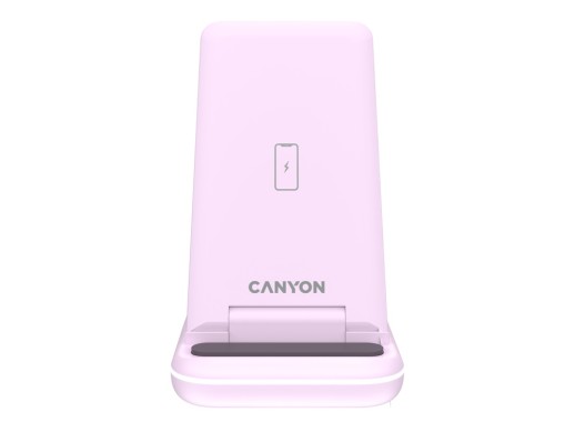 Беспроводное зарядное устройство 3-в-1 CANYON WS-304 (CNS-WCS304B), 15W, розовый с нанесением логотипа с нанесением логотипа
