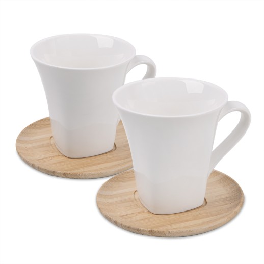 Чайные пары Натали 2 штуки в упаковке, 19,5х19х9см, 200мл, фарфор, бамбук , 21500