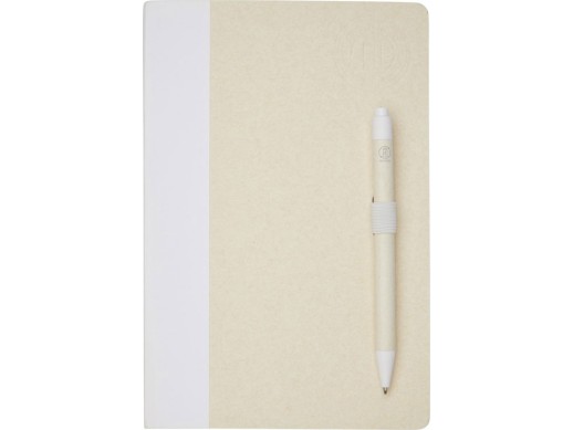 Блокнот размером A5 и шариковая ручка Dairy Dream, белый с нанесением логотипа с нанесением логотипа