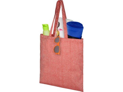 Сумка-тоут Pheebs из переработанного хлопка 150 г/м2, красный меланж с нанесением логотипа с нанесением логотипа