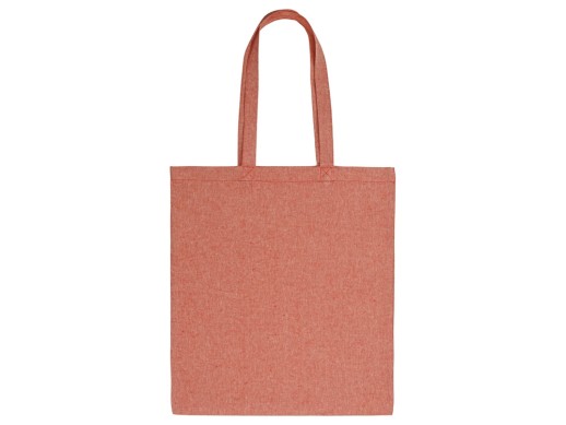 Сумка-тоут Pheebs из переработанного хлопка 150 г/м2, красный меланж с нанесением логотипа с нанесением логотипа