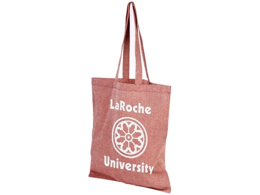 Сумка-тоут Pheebs из переработанного хлопка 150 г/м2, красный меланж с нанесением логотипа с нанесением логотипа