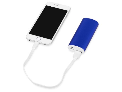 Портативное зарядное устройство Квазар, 4400 mAh, синий с нанесением логотипа с нанесением логотипа