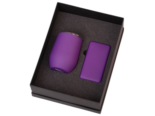 Подарочный набор с термокружкой и повербанком С1, 5000 mAh, фиолетовый