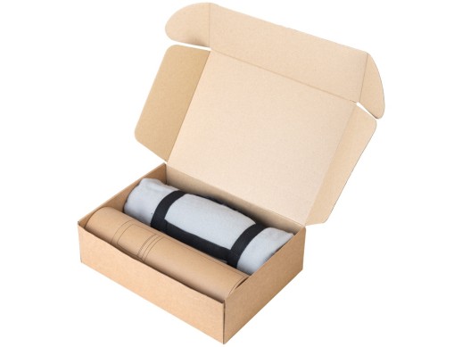 Подарочный набор с термосом и пледом Serenity, белый/серый