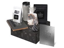 Подарочный набор c термокружкой, чаем, кофе и блокнотом, серый