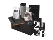 Подарочный набор c термокружкой, чаем, кофе и блокнотом, серый