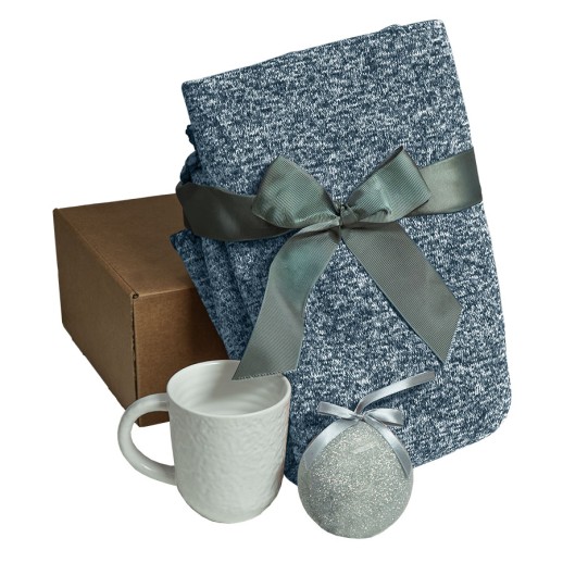 Подарочный набор HOLIDAY: плед, кружка, шар новогодний, коробка; синий 39525/24