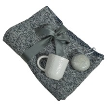 Подарочный набор HOLIDAY: плед, кружка, шар новогодний, коробка; синий   39525/24